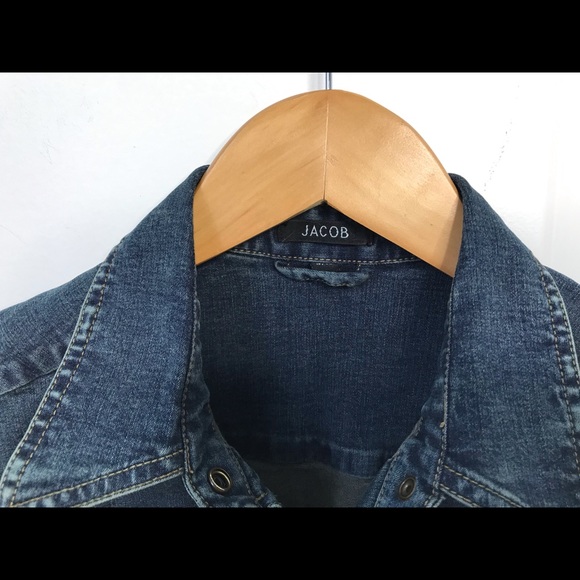 Jacob Y2K Dark Wash Denim Snap Button Maxi Midi Long Sleeve Dress Size 9/10 - Picture 8 of 10